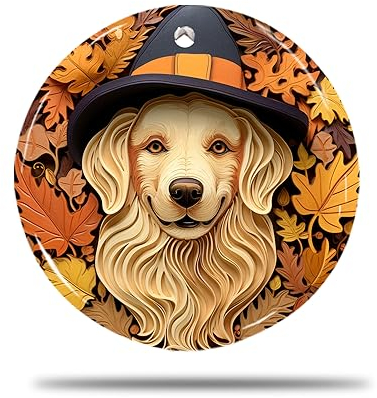 Keramik Weihnachts Ornamente, 7.3Cm Holzschnitzerei Eines Golden Retrievers Mit Hexenhut Ornamente Für Weihnachtsbaum Weihnachtsbaum Ornament Christbaumschmuck