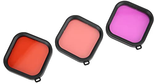 Kit de Filtros para Lentes de Buceo para GoPro 8, Filtros Rojo Claro, Rojo, Morado, Restauración de Colores, Adecuado para Snorkel, Disparos en Agua de Mar y Agua Dulce, Fácil de