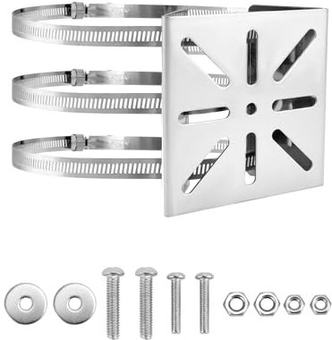 QWORK® Universelle Überwachungskameras Halterung Edelstahl Vertikale Masthalterung mit 3 Schlaufen Ø200mm