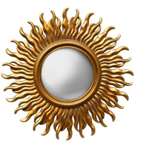 CHEHOMA Sonnenspiegel, konvex, goldfarben, antike Patina, schöne Verarbeitung mit Befestigungssystem, Maße: 35 cm