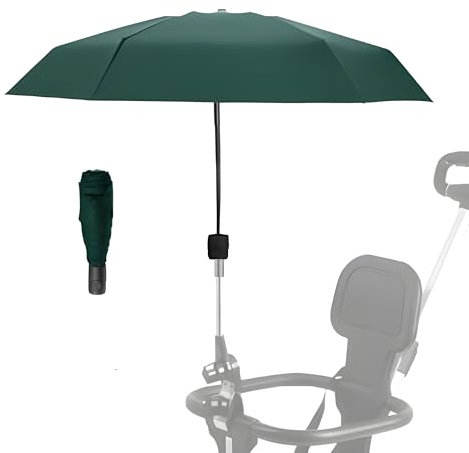 Nakazawa Abnehmbarer Regenschirm für Kinderwagen, zum Anklippen, tragbarer Regenschirm für Kinderwagen(grün)