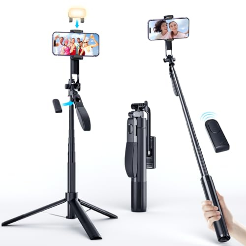 Marchpower Perche à Selfie Bluetooth, 26cm-170cm Support Smartphone Trepied avec Télécommande Extensible Selfie Stick Trépied pour Voyages, Vlogs, Vidéos, Compatible avec iPhone/Samsung/GoPro/Camera