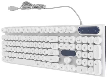 Teclado Mecánico, Teclado con Cable USB de 104 Teclas con Retroiluminación Colorida, Teclado de Computadora Plug and Play Impermeable con Teclas Redondas para Edición de Oficina