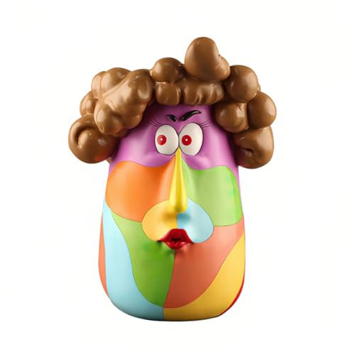 Vase Deko Kopf Gesicht Vase Picasso Brutalist Abstrakte Schönheit Gesicht Blumentopf Gut Verarbeitet Schön (Moderne abstrakte Vase)
