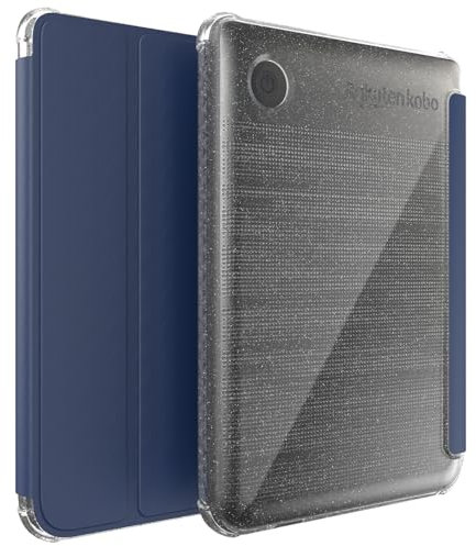 TUDIA SKN Flip entworfen für Tolino Shine 5/Shine Color/Kobo Clara Colour/BW Hülle (2024) – [Auto Wake/Sleep-Technologie] Stoßfeste schlanke transparente TPU weichem glattem Leder - Glitzerblau