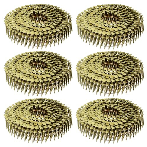 uxcell 2400 Count Siding Nails 1 x 0.083 15-Degree Ring Shank Full Round Head Collated Wire Coil for Lath and Sheathing Materials