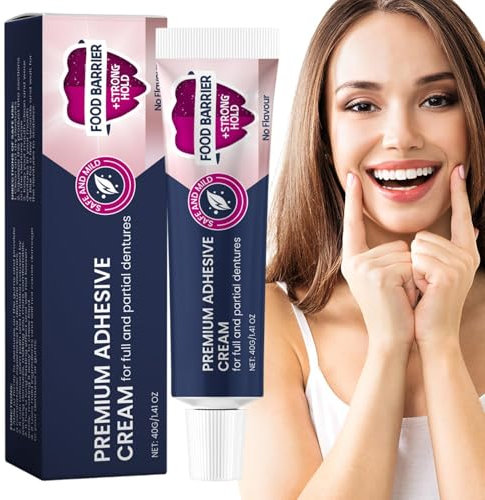 Nankoyal Secure Denture Glue, 40g Denture Cream for Secure Hold, Adhesive Cream, Extra Strong Hold for Upper, Lower or Partials, All-Day-Hold