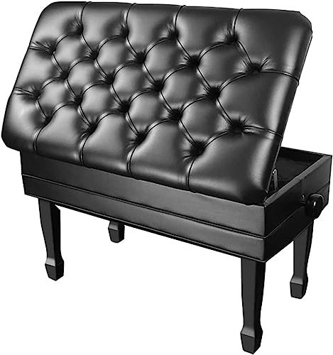 XAoSCd Family Banquet Piano Stool Dressing Table Stool Black Piano Bench with Genuine Leather Padded Cushion Hydraulic Adjustable Piano Stool with Storage Compartment,Black