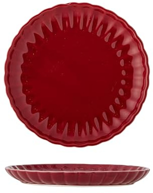 Bloomingville Latina Teller D20xH2cm – Steingut Speiseteller – Hochwertiger Keramikteller für den täglichen Gebrauch & besondere Anlässe – Spülmaschinen- & Mikrowellengeeignet (Rot)