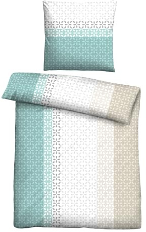 Traumhaft schlafen - Castell - Markenbettwäsche | Mikrofaser Bettwäsche Garnitur 135x200 cm blau | 100% Polyester | pflegeleicht | Reißverschluss | Sommerbettwäsche | LÄNGSSTREFEN | Modell 0561118