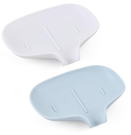 Wisebom Caja de Jabón Jabonera con Drenaje Jabonera de Plástico Antideslizante Portátil Soporte para Barra de Jabón para Baño, Cocina, Fácil Limpieza (2 Piezas)