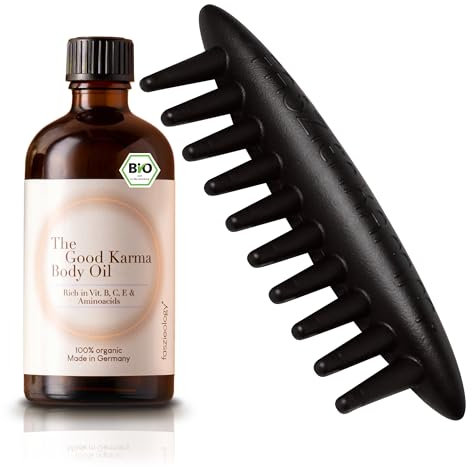 faszieology® Geschenkset – The Daily Detox Duo - Faszienkamm für tiefenwirksame Selbstmassage & Premium Bio-Körperöl [100 ml] - Detox, Anti-Aging & Selfcare-Rituale - Vegan, Made in Germany