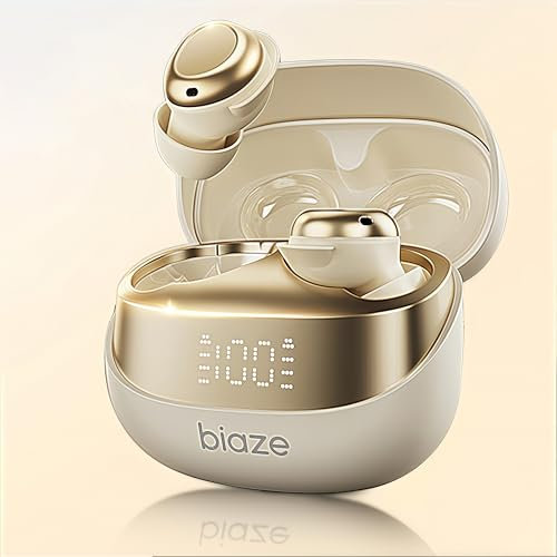 biaze Auricolari wireless D79-Pro, isolamento passivo del rumore, per dormire lateralmente, morbidi e confortevoli, Bluetooth 5.4, 50 ore di riproduzione, compatibili con iPhone 8/11/12/13/14/15/16 e