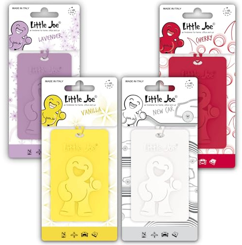 Little Joe Polymer Car Air Freshener, 45-Day Long-Lasting Fragrance, Hanging Scented Card for Car Interior Home & Office - 4 Pack Mix (Cherry, New Car, Vanilla, Lavender)