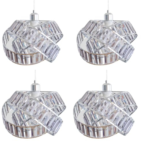 Crystal Lampshade 3-Tier Interlocking Lamp Shade Modern Pendant Light Fixture Crystal Effect Lampshade 31cm Pack of 4