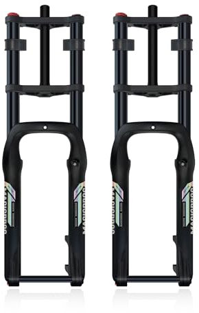 20/26 Pouces Fat Bike Fourche À Suspension Pneumatique Pneu 4.0 1-1/8 Droite VTT Fourche Voyage 190 Mm Réglage De L'amortissement Fourche Avant Axe Traversant 15 X 135 Mm Plage/neige(Schwarz,20in)