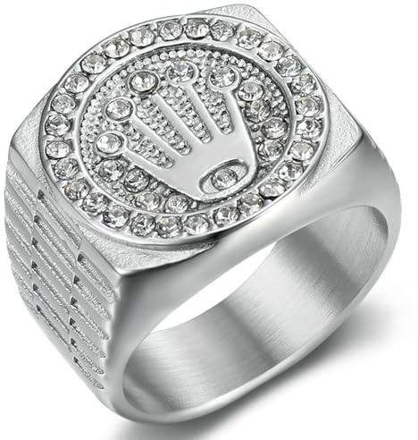 Jpltlvy Titan-Stahl-Krone Dreifach-Perle-Ring Herren Hip-Hop-Club-Schmuck Punk-Streetwear-Geschenk