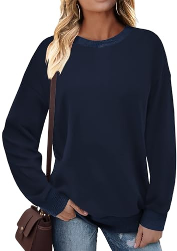 Cuptacc Pullover Damen Sweatshirt Langarm Rundhals Kontrast Langarmshirt | Rundhalsausschnitt,Oversized,Bündchen,Drop-Schulter,Langarm,Herbst,Winter,Casual,Women