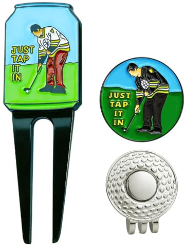 Lumoia Ball Marker Set & Golf Divot Repair Tool Putting Green Turf Repair | Pitch Mark Repairer Interesting Magnetic Hat Clip Durable Metal Ball Markers Funny Golf Gifts Birthday Father's Day