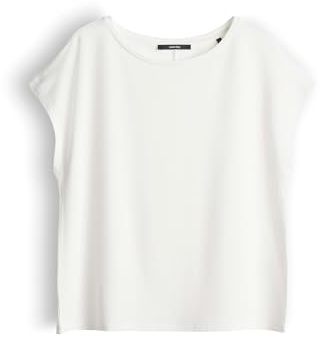 someday Damen Kurzarmshirt | Jerseyshirt mit Schlitzdetail Regular Fit Milk, 36
