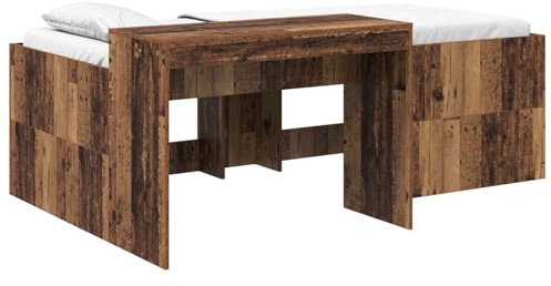 vidaXL Hochbett mit Schreibtisch für Kinder Altholz 80 x 200 cm, Moderner, robuster Bettgestell für kleine Räume, multifunktionales Schlafzimmermöbel, platzsparende Lösung für Studios