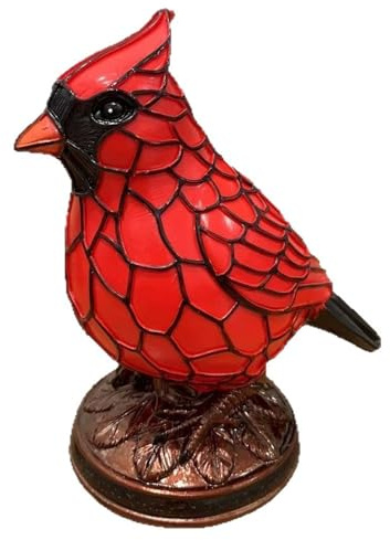 TWISAXC Dekorative Vogel Tischlampe aus Kunstharz, simulierte rote Vogelform für Zuhause und Büro, rote Kunstharzlampen, kleines Nachtlicht, sanfte Beleuchtung, USB