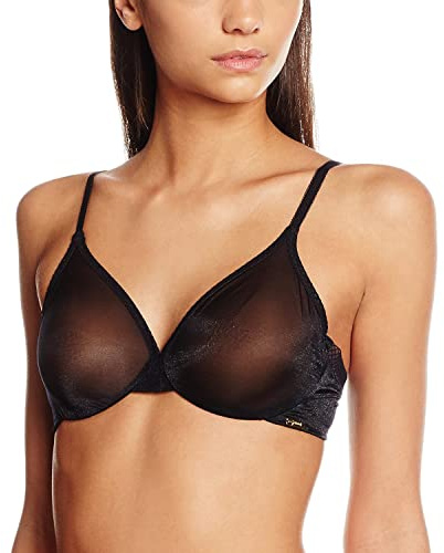 Gossard Women's Glossies Sheer U/Wired Bra, Black, 36 36D UK