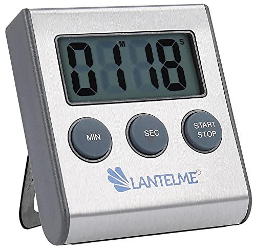 Lantelme Digital Magnetic Stainless Steel Egg Timer with Alarm - Kitchen Timer - Silver