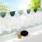 SIMPVALE Tendina da cucina a mantovana, corta, in cotone e lino, per parte inferiore della finestra, verde, 45cm(altezza) x140cm(larghezza)