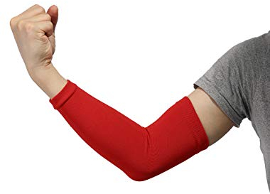sourcing map Unisex Kompression Atmungsaktiv Sport Arm Ärmel Beschützer Rot Einheitsgröße