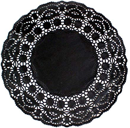 García de Pou 250 Unità - Pizzo rotondo traforato 40 g/m2, 19 cm, nero carta