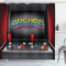 ABAKUHAUS Retro Duschvorhang, Arcade Retro Fun, Stoffliches Gewebe Badezimmerdekorationsset mit Haken, 175 x 200 cm, Rot Grau