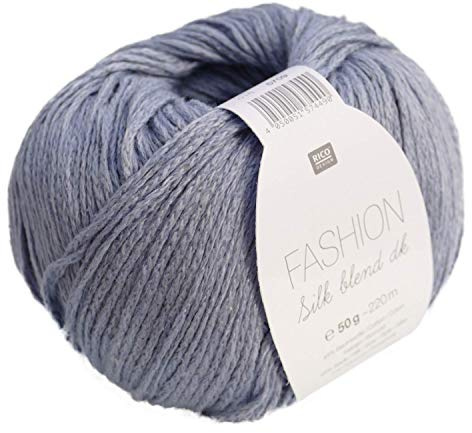 Rico Fashion Silk blend dk Fb. 016 mattes blau, edles Garn aus Seide & Baumwolle zum Stricken & Häkeln, Wolle mit Seide zum Stricken