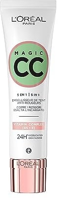 L'Oréal Paris Anti-Rötungen Creme, Für bis zu 24h Feuchtigkeit und einen optimierten Hautton, Magic CC Teint Optimierer Anti Rötungen, 1 x 30 ml