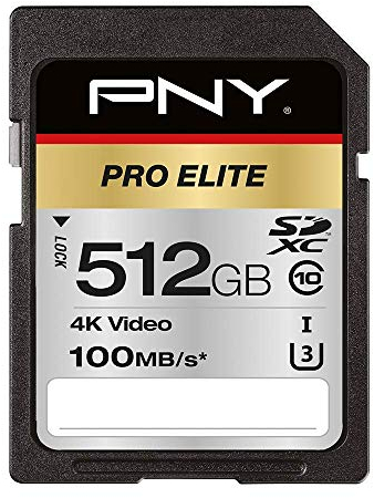 PNY Pro Elite SDXC card 512GB Class 10 UHS-I U3 100MB/s