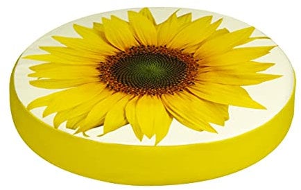 SANDINI Sitzkissen - Rund 38 x 6 cm - Riesige Auswahl - Holz - Obst - Gemüse - Blume des Lebens - Kissen für Wohnräume und Garten - Kinder Bodenkissen (Sonnenblume)