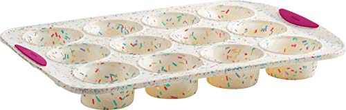 Trudeau - 5118553 Structured Silicone Muffin Pan, 12 Cup, Confetti/Fuschia