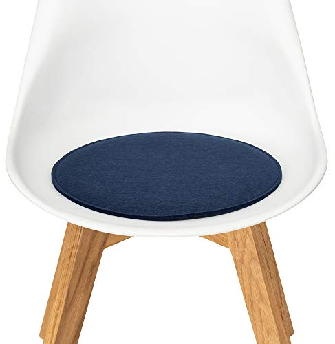 FILU Sitzkissen aus Filz 2er-Pack Dunkelblau rund (Farbe und Form wählbar) 35 cm – Sitzkissen für drinnen und draußen, Deko für jeden Stuhl im Wohnzimmer oder Esszimmer, Gartenstuhl/Balkonstuhl