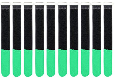 Infitronic INPKB4040GRN INPKB4040GRN-10 x Cable Ties with Metal Eyelet Velcro/Fleece on Different Sides (40 x 400 mm Green)