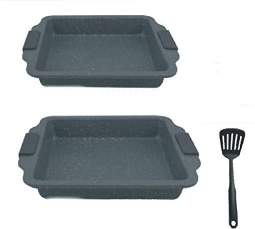 DG BAVARIA 2 Teglie Quadrate Misure 27 e 30 cm. Colore Grigio con Paletta Serie Dolci e rustici
