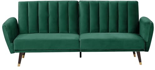 3-Sitzer Schlafsofa aus Samtstoff in Smaragdgrün Glamour Stil Vimmerby