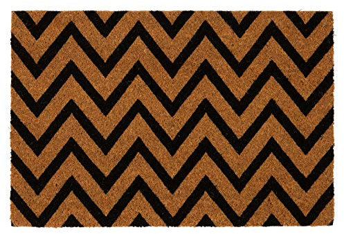 Nicola Spring Coir Door Mat - 60 x 40cm - Zig Zag - Pack of 1 - Decorative Indoor Front Door Floor Mat Entry Dirt Trapper Rug Outdoor Boot Scraper Non Slip Backing Doormat