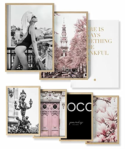 Heimlich® Tableau Décoration Murale - SANS Cadres - Set de Poster Premium pour la Maison, Bureau, Salon, Chambre, Cuisine - 2 x (30x42cm) et 4 x (21x30cm) | »Pink Fashion «