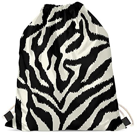 Wanyint Rucksack mit Kordelzug, personalisierbar, für Damen, Herren, Kinder, Netztaschen Gr. M/L, zebra
