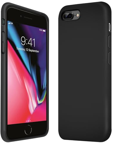 CoolGadget für iPhone 7 Plus / 8 Plus Silikonhülle, farbige TPU Soft Case mit Grip-Oberfläche, kompatibel mit iPhone 7 Plus / 8 Plus (5,5 Zoll), Schwarz