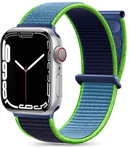 Maledan Solo Loop Correa Compatible con Apple Watch Correa 44mm 38mm 42mm 40mm 41mm 45mm 49mm, Sport Ajustable Band Compatible con iWatch Series 9 8 7 6 5 4 3 2 1 SE, 42mm/44mm/45mm/49mm, Azul Verde