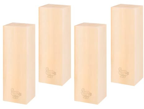 ABACHI WOOD - Bloques de Madera de Tilo para Tallar, Manualidades y Artesanía, 4 Pcs Bloques de Madera de Tilo para Tallar, Manualidades y Artesanía, cuatro de (15 x 5 x 5 cm), Pack 4 unidades