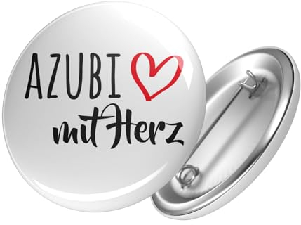 Huuraa Button Azubi mit Herz Ansteck Pin 59mm mit Motiv für die tollsten Menschen Geschenk Idee für Freunde und Familie