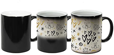 Heat Change Mug Magic Heat Collage Photo Mug Gift Sublimation Blanks 11oz Heat Colour Changing Mug Black Color Heat Sensitive Ceramic Coffee Cup (12)