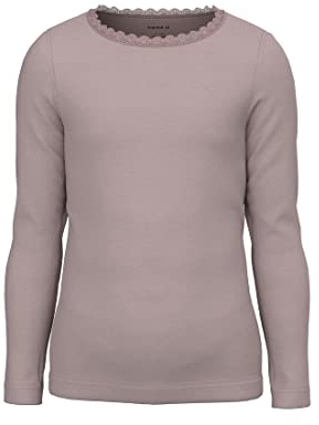 Name It Nmfkab Ls Top Noos, Maglia A Maniche Lunghe Bambine e ragazze, Viola (Deauville Mauve/Detail:MELANGE), 98